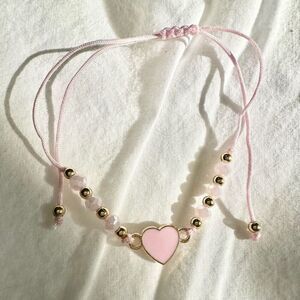 Light pink heart friendship beaded bracelet